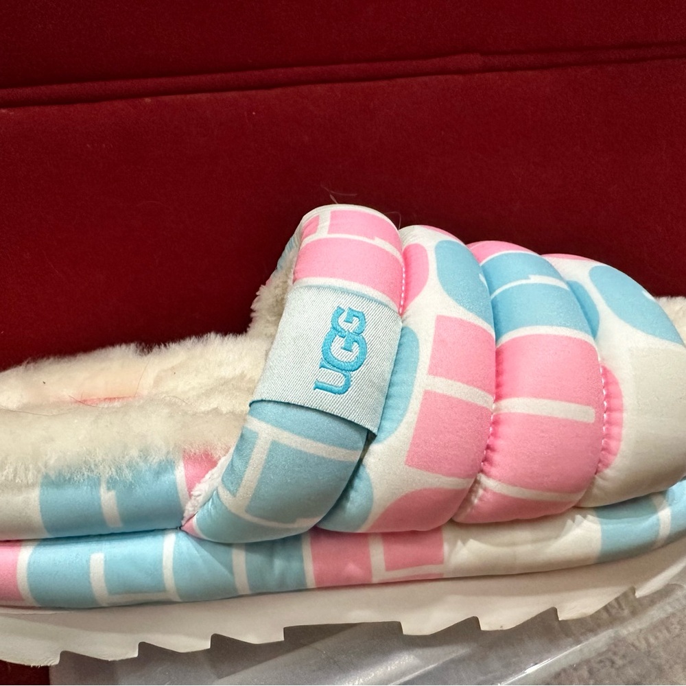 UGG Pastel Pink and Blue Puffer Slippers
